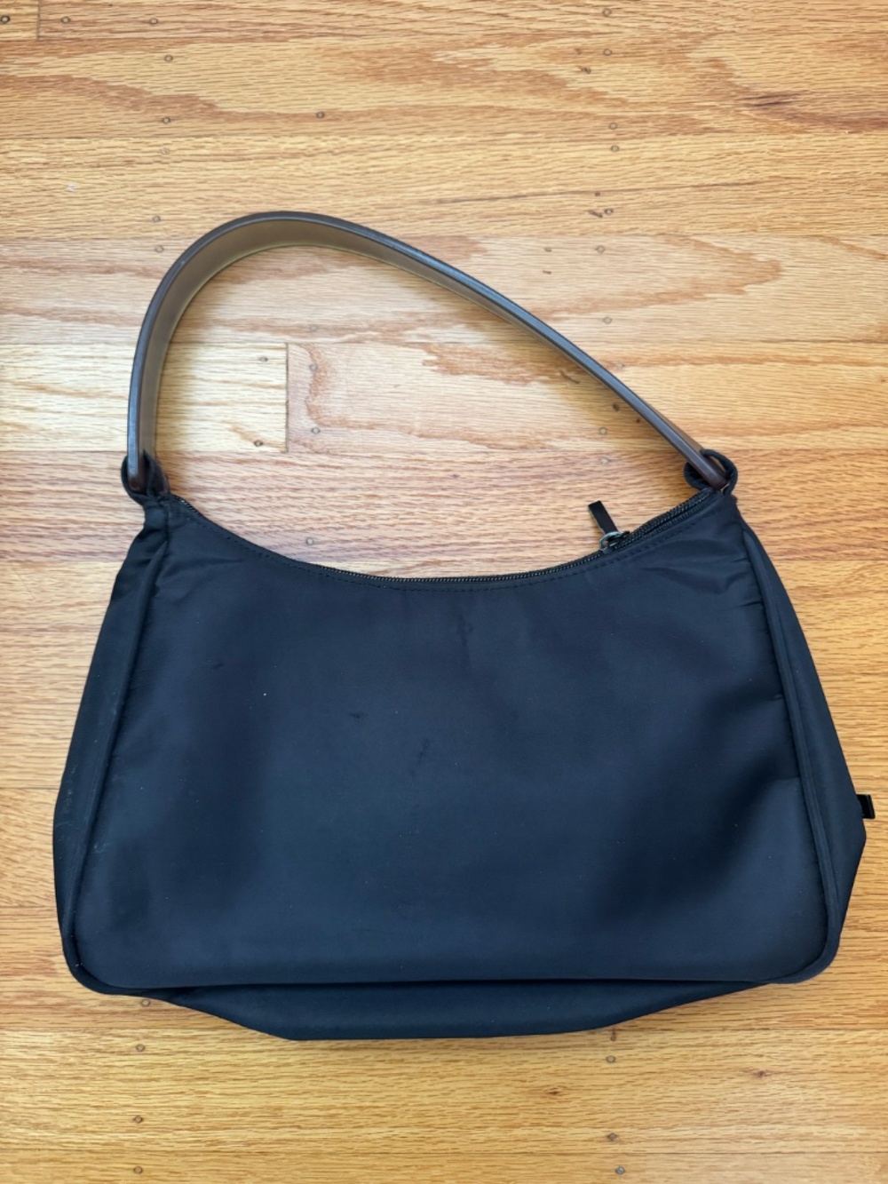 Vintage Express Black Nylon Shoulder Bag / Mini Hobo Purse